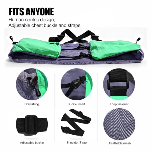 Lightweight Hiking Vest Bag, Multi‑Pocket Adjustable Running Chest Pack, Utility Outdoor Vest Pouch for Women, Men & Kids - color: Blue