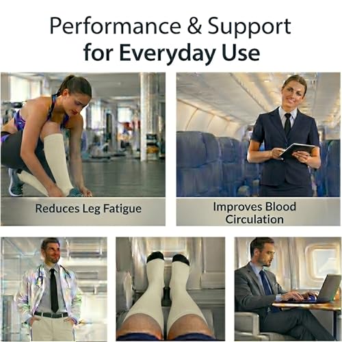 Diamond Star 6 Pairs Compression Socks for Men & Women, Knee High Socks - color: 6 Pairs Cream