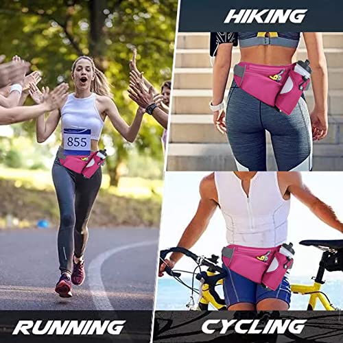 HOTEMIA Fanny Pack with Water Bottle Holder, Hydration Running Belt for Men Women Adjustable Strap Waist Bag Suitable for Hiking Running Walking Jogging Camping (Bottle Not Included) (Pink) - color: Pink