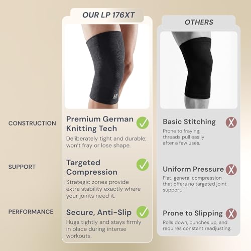 LP 176XT Target Compression Knee Sleeve for Injury Recovery, Men & Women - color: Black, size: XL