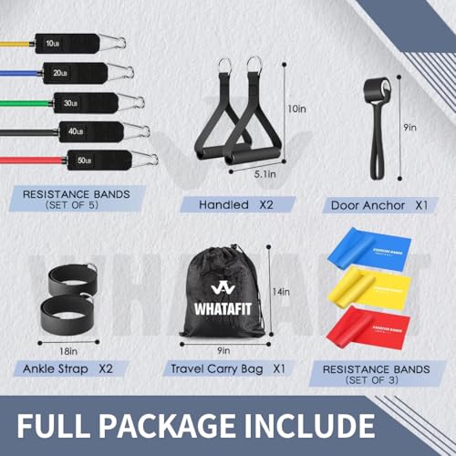 WHATAFIT Resistance Bands with Handles, 150 lb Exercise Bands Set - color: Chromatic