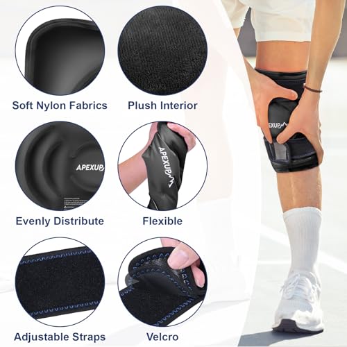APEXUP Ice Pack for Knee Pain Relief, Large Reusable Wrap After Surgery, Flexible Gel Cold Pack for Injuries, Pain Relief for Back, Shoulder, Elbow, Ankle and Leg (Black, XXL, 1PK) - size: 2X-Large-1PK, style: Black