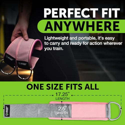 Ankle Straps for Cable Machines, Adjustable, 2 Pack - style: Gray / Pink 1 D-Ring