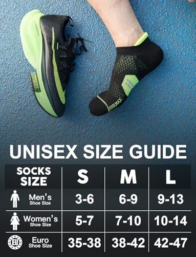 Juclise Men's No Show Compression Running Socks, Athletic Socks, 3 Pairs - color: Classic Black+gradient Blue+gradient Lime, size: Large