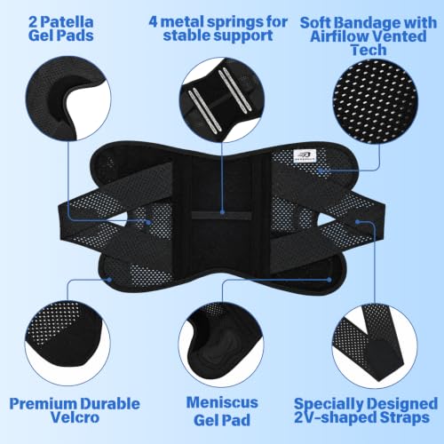 Knee Brace for Women and Men,Knee Support with Side Stabilizers-XL - size: X-Large