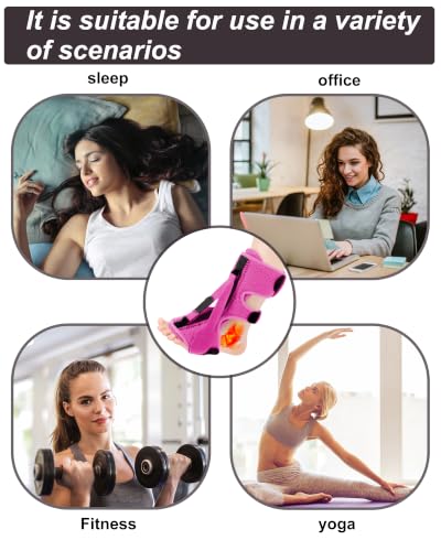 Dr.WYFOOTPlantar Fasciitis Night Splint - Upgraded 3-Strap Foot Drop Brace with Bendable Aluminum Bar | Achilles Tendonitis Relief Boot & Heel Pain Support for Sleeping, Women & Men (1 Pce Pink)