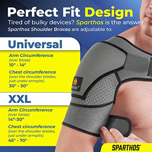 Sparthos Rotator Cuff Shoulder Brace for Women & Men - Support - Gray-UNI - color: Gray/Black, style: Universal
