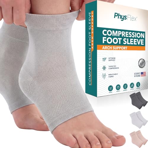 Ankle Brace Socks - Ankle Compression Sleeve - Foot Brace for Women & Men - color: Solid Gray, size: X-Large