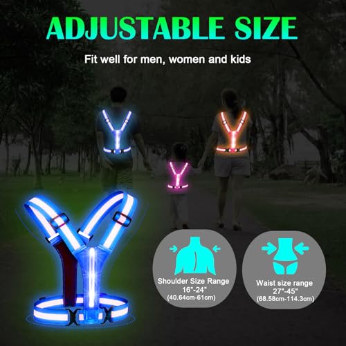 Night - time Outdoor Gear, Including an LED Reflective Vest and a Set of LED Reflective Wristbands (2pack), with Universal USB Charging, Suitable for Walking, Running and Cycling.