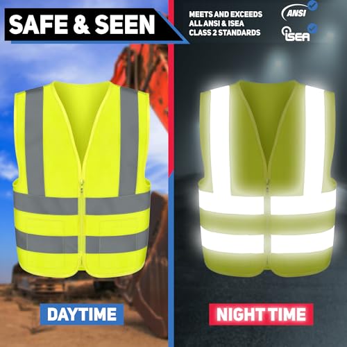 Neiko High Visibility Safety Vest ANSI Class 2, 2 Pockets - size: Large