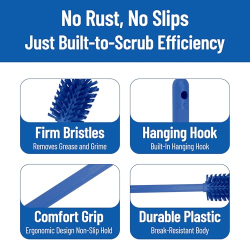 SPARTA Large Water Bottle Brush Ideal for Wide-Mouth Jars, Bottles and Tumblers, Dishwashing Tool with Handle for Home and Commercial Kitchens, Plastic, 12 Inches, Blue - color: Yellow
