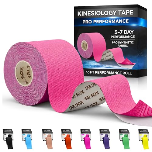 SB SOX Pro Kinesiology Tape, Synthetic Latex-Free, 16 ft (Pink - Uncut) - color: Pink - Uncut