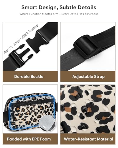 Pritent Fanny Packs for Women Crossbody Belt Bag With Zipper Back Pocket - color: Leopard, size: Small