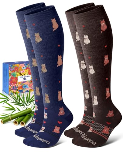Bamboo Viscose Compression Socks for Women - color: Cat Silhouette, size: Small-Medium