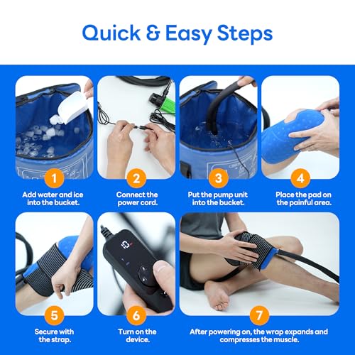 KONGZEE Ice Machine for Knee After Surgery, Cold Therapy Machine Portable Cooling Universal Cold Packs System for Pain Relief/Knee/Shoulder