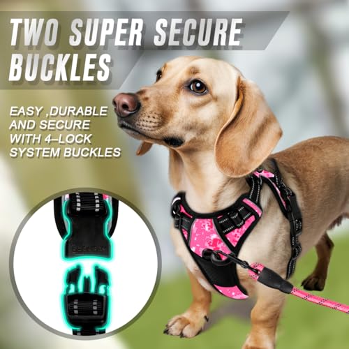 BARKBAY Dog Harness No Pull for Small Sized Dog Front Back Clips,Dog Vest - color: Pink Camo, size: X-Small(Chest:15.5-19.5”)