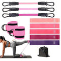 Ankle Resistance Bands with Cuffs - Piece Set for Home & Gym Workouts, 3 Levels Ankle Bands, 5 Mini Resistance Bands, 2 Ankle Straps for Cable Machines Women - color: Pink