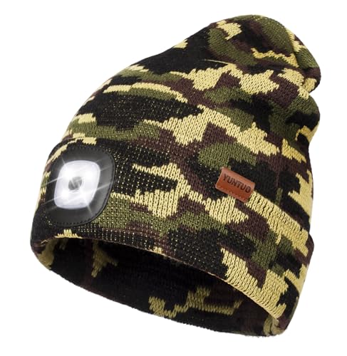 LED Beanie with The Light, Unisex Gifts for Men Dad Husband Him - color: Army Green