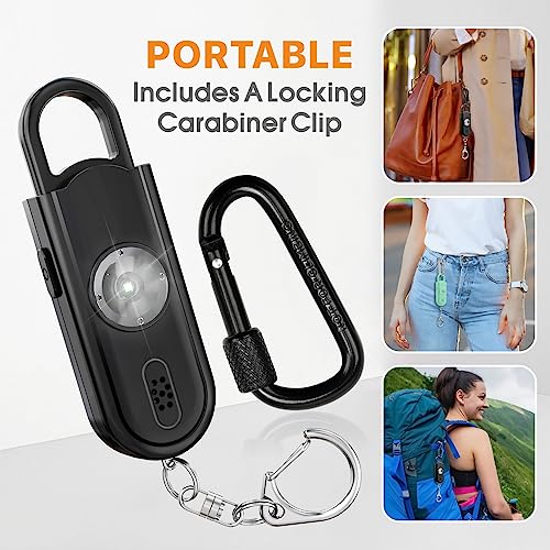 Safe Sound Personal Alarm, 2 Pack 130 dB Loud Siren Song Emergency Security Alarm Keychain with Strobe LED Light, Personal Sound Safety Siren for Women, Men, Children, Elderly - color: Black/Green