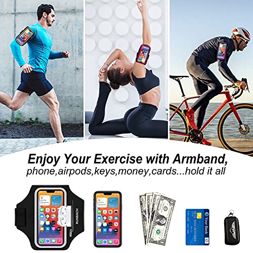 Armband for iPhone 17 Pro Max/16 Pro Max/16 Plus/15 Pro Max/15 Plus/iPhone 14,13,12,11 Pro Max/XS Max,Water Resistant Sport Armband with Zipper Slot for Airpods and Keys (Black) - color: Black