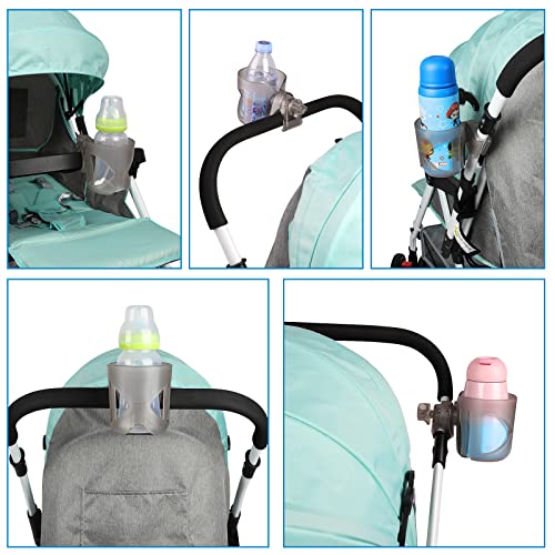 Accmor Stroller Cup Holder, Universal Cup Holder for Walker Wheelchair Bike Scooter, 360° Rotatable Stroller Cup Holder Attachment Walker Wheelchair Accessory - color: All Transparent Grey