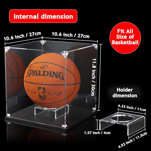 KOLIPI Basketball Display Case, Clear Acrylic Ball Box, 10.6x10.6x11.8 in - size: 10.6 x 10.6 x 11.8 inches