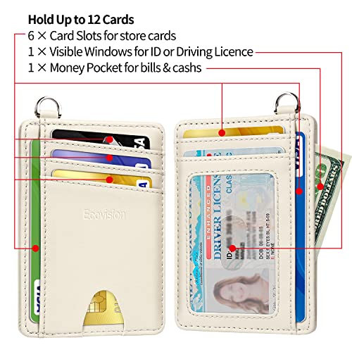 Slim Minimalist Front Pocket Wallet, RFID Blocking Credit Card Holder Wallet with Integrated D-Shackle for Men Women - color: Cowhide Beige