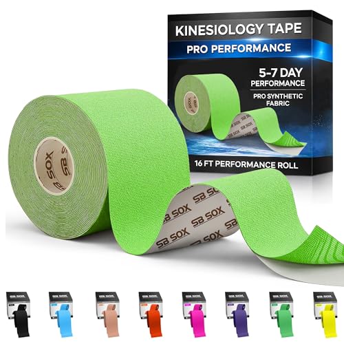 SB SOX Pro Kinesiology Tape, Synthetic Latex-Free, 16 ft (Green - Uncut) - color: Green - Uncut