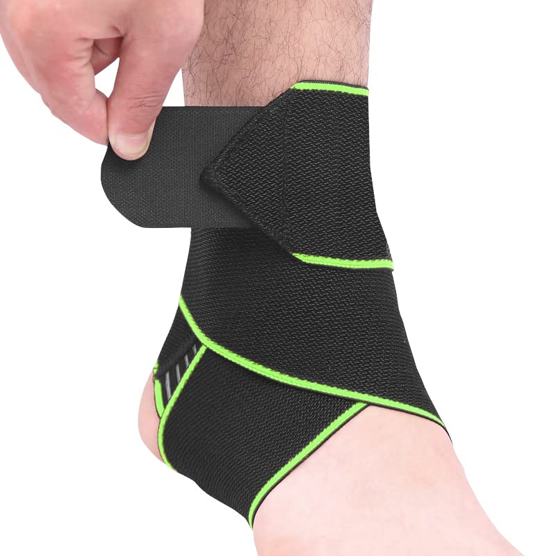 Candy Li Ankle Support,Adjustable Ankle Brace Breathable Nylon Material Super Elastic and Comfortable,1 Size Fits all,Suitable for Sports (Green1)