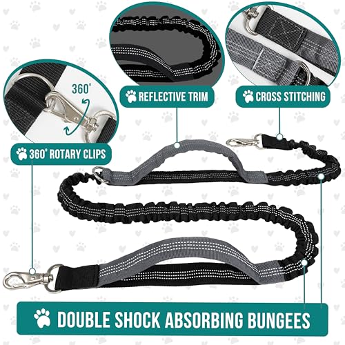 PetAmi Hands Free Dog Leash with Waist Running Belt Bag, Single (Teal) - color: Turquoise, size: 1 Leash