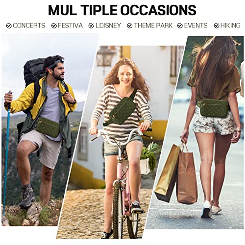 CXWMZY Fashion Fanny Packs for Women & Men, Girls Boys Teens Waist Bag Hip Bum Bag Cute Fanny Pack Casual Bum Bag with Multi-Pockets Adjustable Belts for Disney Traveling Cycling Running (Green) - color: Green