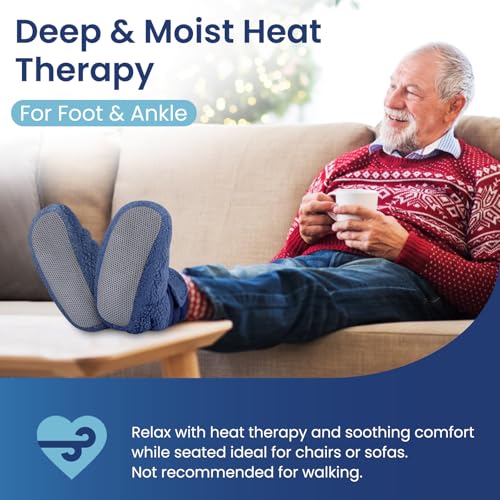 REVIX Microwavable Booties for Cold Feet, Heated Slippers, Navy L - size: L, style: Navy