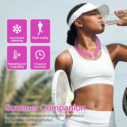 Neck Cooling Tube with Insulated Bag, Reusable PCM Ice Ring, Neck Cooler - color: Rose