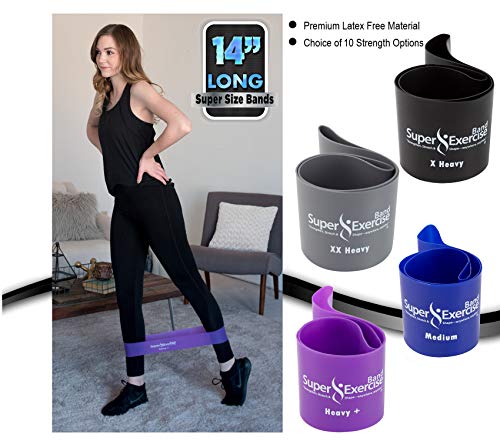 Mini Loop + Flat Resistance Band 5 Set, Latex Free - color: c. HEAVY STRENGTH BLUE Set