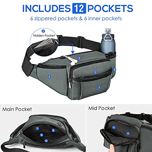 NOOLA Fanny Pack with Water Bottle Holder, Hiking Waist Bag for Men Women - color: Grey