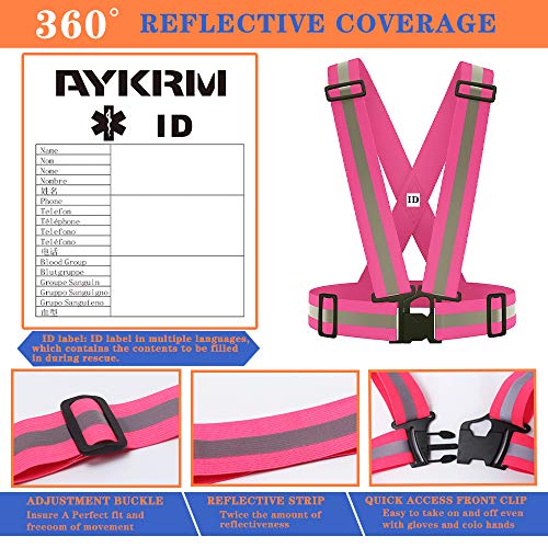AYKRM 9 color High Visibility Reflective Vest Running Gear High Vis Adjustable Safety Vest - color: Pink