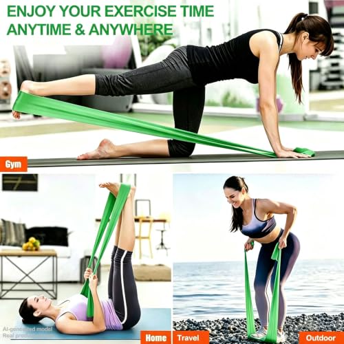 Long Resistance Bands for Working Out, Physical Therapy, Yoga & Pilates - color: Green