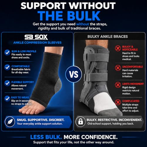 SB SOX Ankle Brace Compression Sleeve for Men & Women - color: Black/Gray, size: X-Large