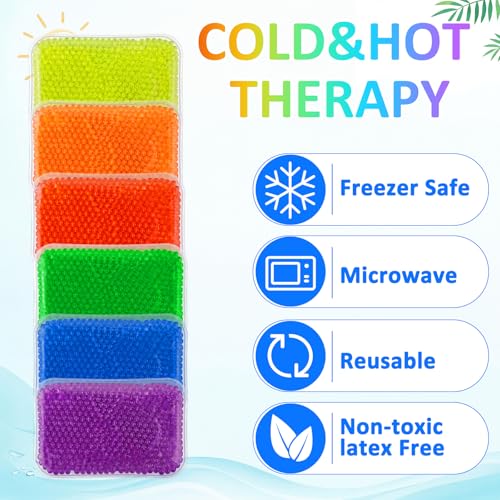 Trelaco 24 Pcs Multicolor Gel Bead Ice Pack 4 x 6 in Reusable Hot Cold Pack - color: 6 Colors