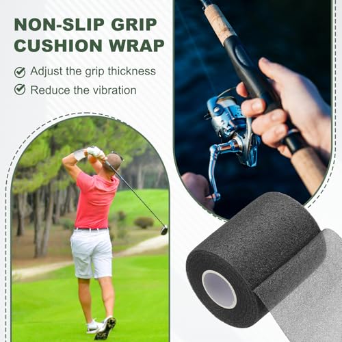 Pre Wrap Tape, Non-Slip Grip Cushion Wrap Prewrap Athletic Tape Fitting for (Tennis- Badminton - Pickleball - Sports) - color: Black