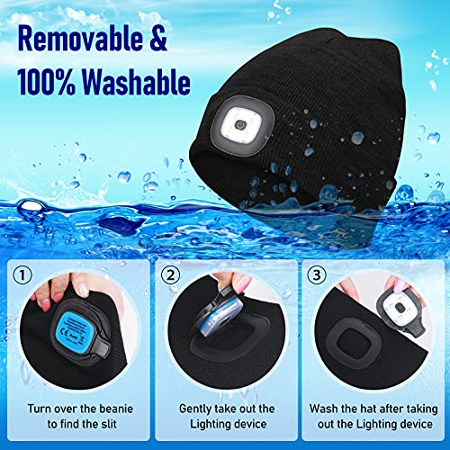 Beanie Hat with Light Unisex LED Beanie Hat with Light USB Rechargeable Running Hat Alpine Cap Gift for Men and Women Teens - color: Orange