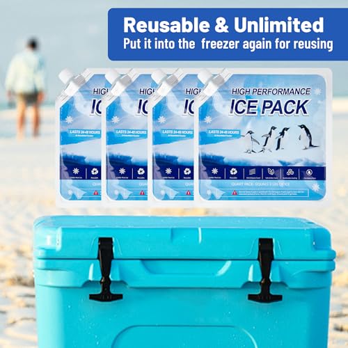 Reusable Ice Packs for Cooler, Freezer Ice Packs for Lunch Boxes, Cooler Ice Packs for Camping Gear, Fishing - size: Large