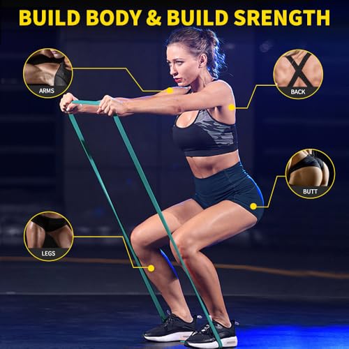 ROSAPOAR Resistance Band Pull up Band Fitness Exercise Bands Natural Latex for Workout Body Stretch Powerlifting Band Fitness Sport Training at Home/The Gym - color: cyan