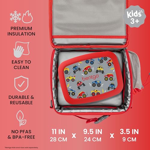 Bentgo Kids Prints Double-Insulated Reusable Lunch Bag - color: Trucks