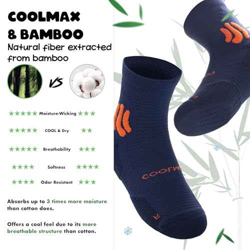 BRISIRA Coolmax Bamboo Viscose Kids Compression Socks for Youth Boys Girls - color: Darkblue-3pack, size: Small