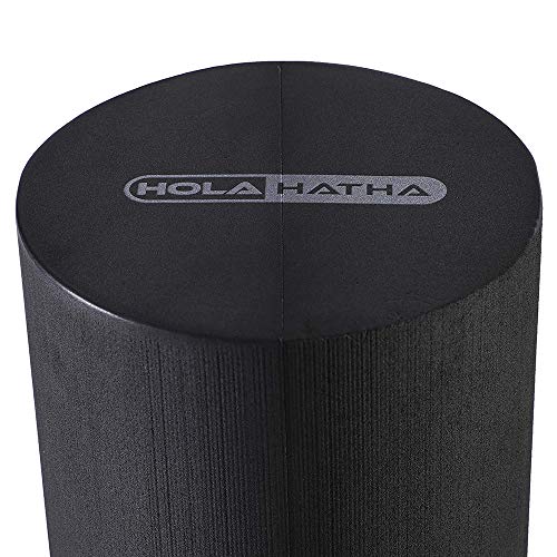 HolaHatha Portable Solid High Density EVA Foam Roller for Deep Tissue Back Massage, Calf Therapy, Glute Massaging, Back Pain, and Hamstring Leg Recovery at Home, Black