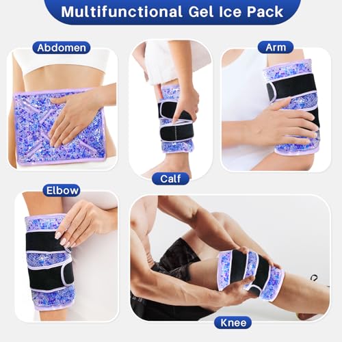 Knee Ice Pack Wrap for Pain Relief 2 Pack, Reusable Gel Cold Therapy - color: Light Purple-2 Pack