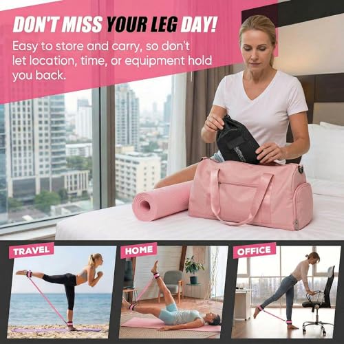 Ankle Resistance Bands with Cuffs, Glute Kickback Strap Set with 3 Ankle Straps & 5 Loop Bands for Women, Exercise Equipment for Legs and Butt Workout, Booty Builder for Hip, Home Gym Fitness