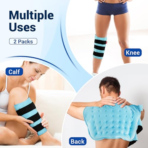 Comfytemp Extra Large Calf Shin Splint Ice Packs for Injury Reusable Wrap - color: Blue 32, size: Extra Large