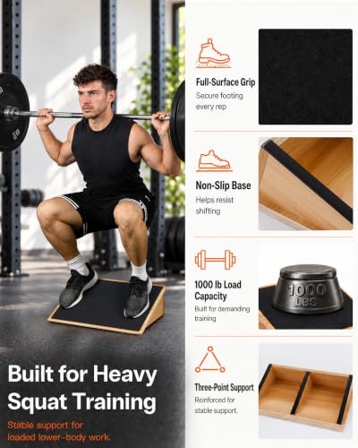 StrongTek Wooden Slant Board for Squats, 19.6-Inch Wide, 25° Incline